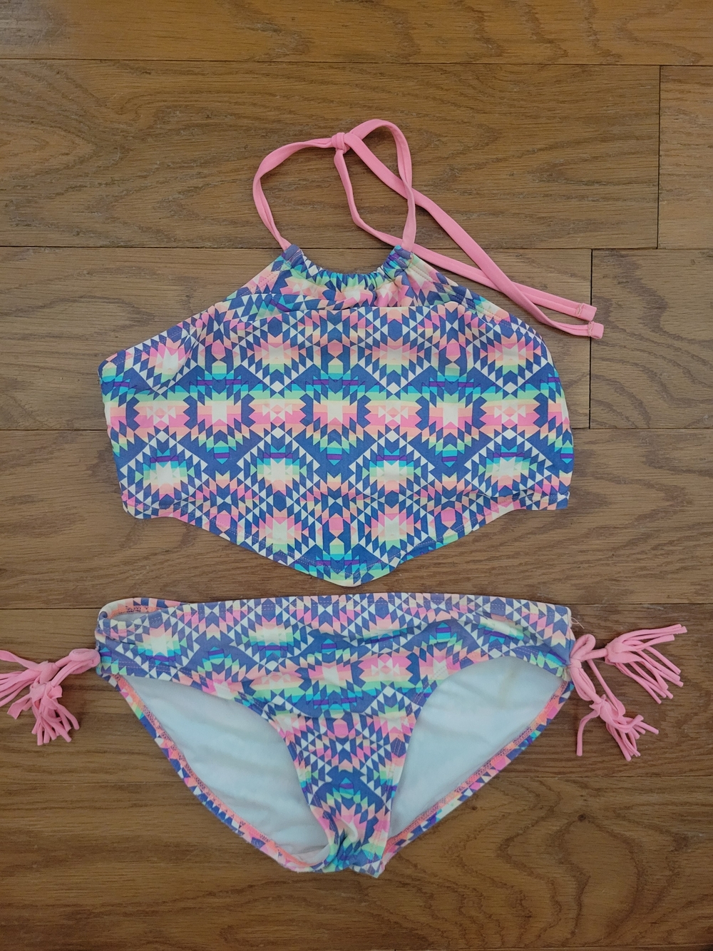 Target Girls' Pink & Blue Geometric High-Neck Swim Set